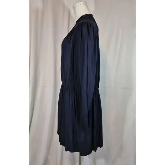 Zadig & Voltaire Womens Designer Navy Blue Satin Reveal Stain Dress Large - Picture 8 of 11